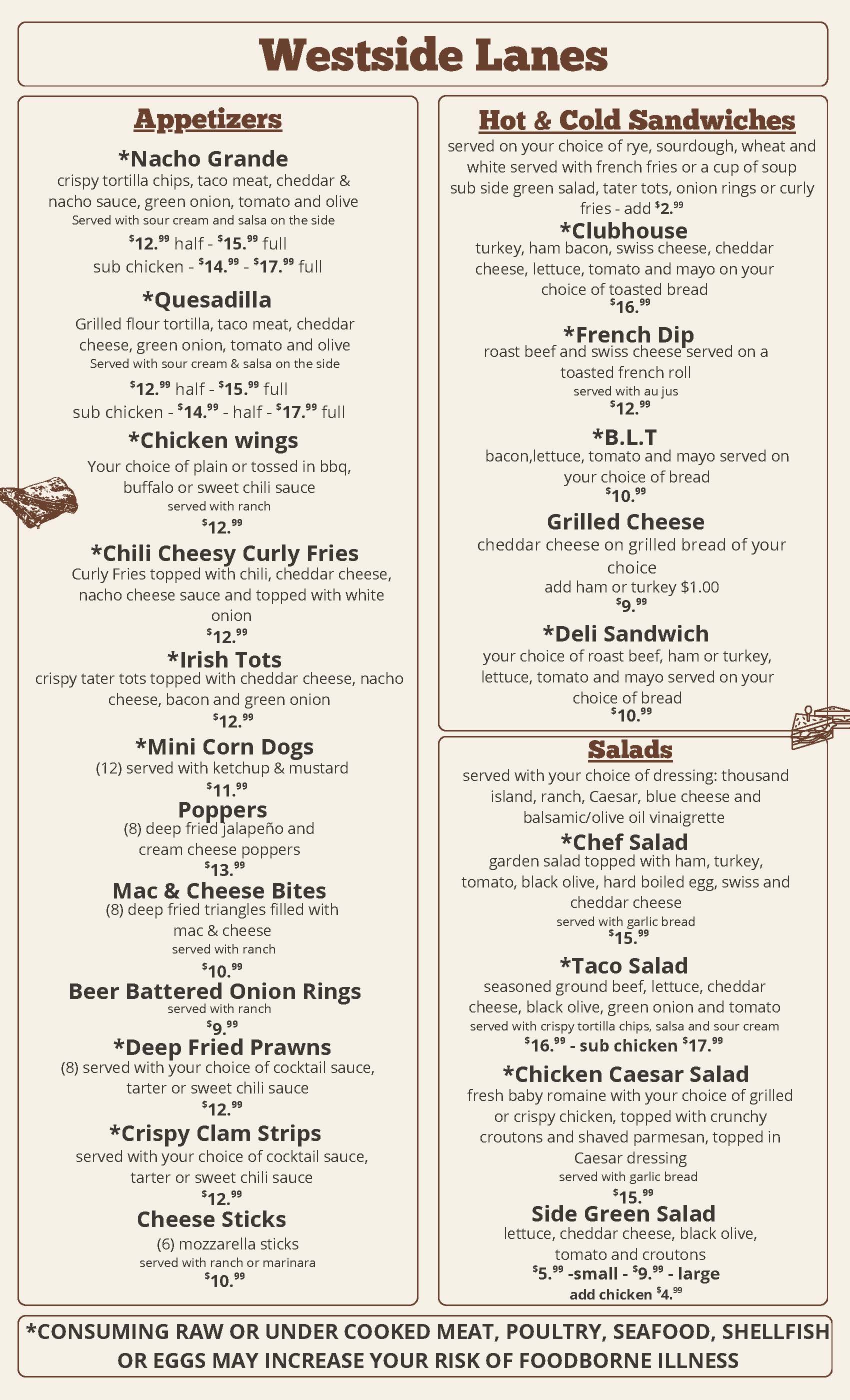 Dinner Menu Page 1